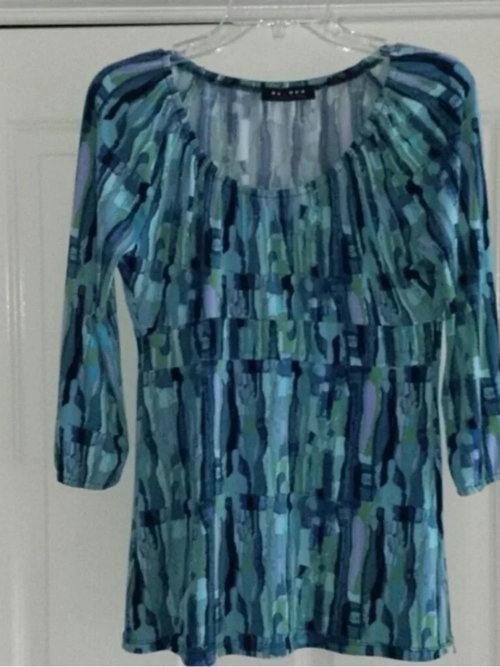 Axcess Blue and Green Patterned Scoop Neck Tunic